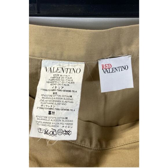 Red Valentino Khaki Beige Side Zip Skirt with Polka-Dot Lace Detail Sz. 4 - Picture 3 of 6